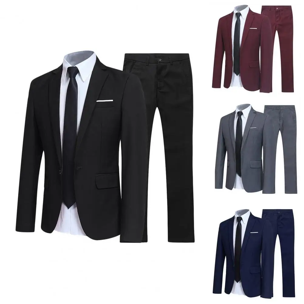 Resmi kıyafet Set moda düğmeleri cepler Blazer erkekler için takım elbise Set resmi toplama yaka takım elbise arkadaş