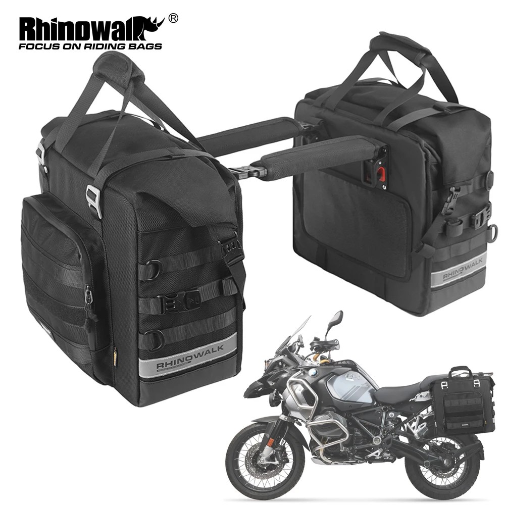 Rhinowalk motosiklet yan çanta su geçirmez 25L-32L genişletilebilir eyer sept çanta hızlı yayın 3D küp motosiklet saklama çantası 1 adet