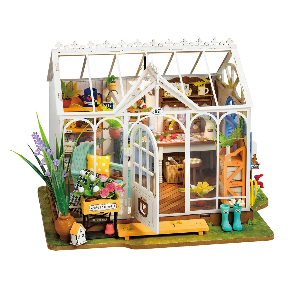 Robotime Rolife rüya bahçe evi 3D bulmaca DIY minyatür Dollhouse kiti el sanatları hobiler kitaplık dekoratif nesneler DG163