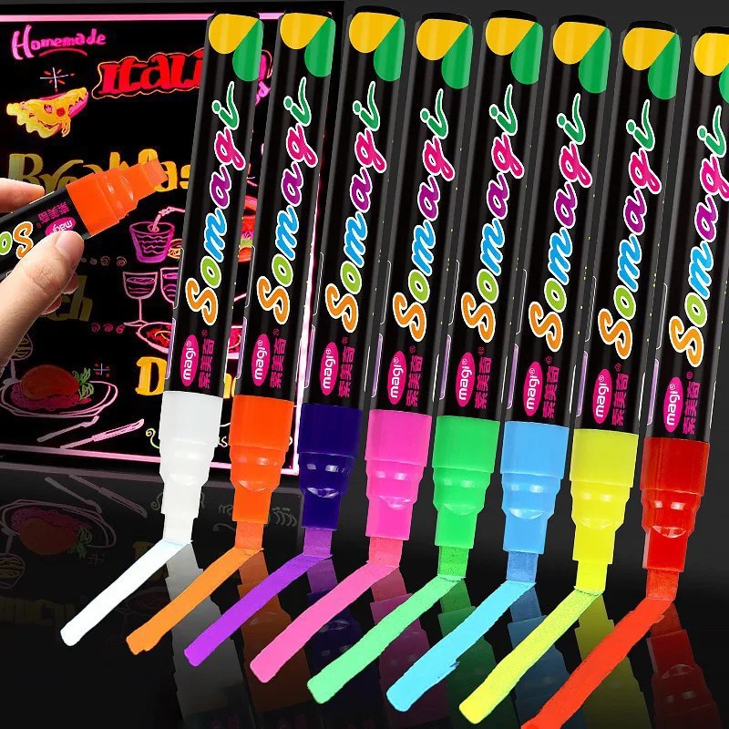 Roise 8 renkler/Set floresan kalem lamba kurulu kalem LED kalem floresan kurulu aydınlık kalem reklam kalem sıvı tebeşir silebilirsiniz