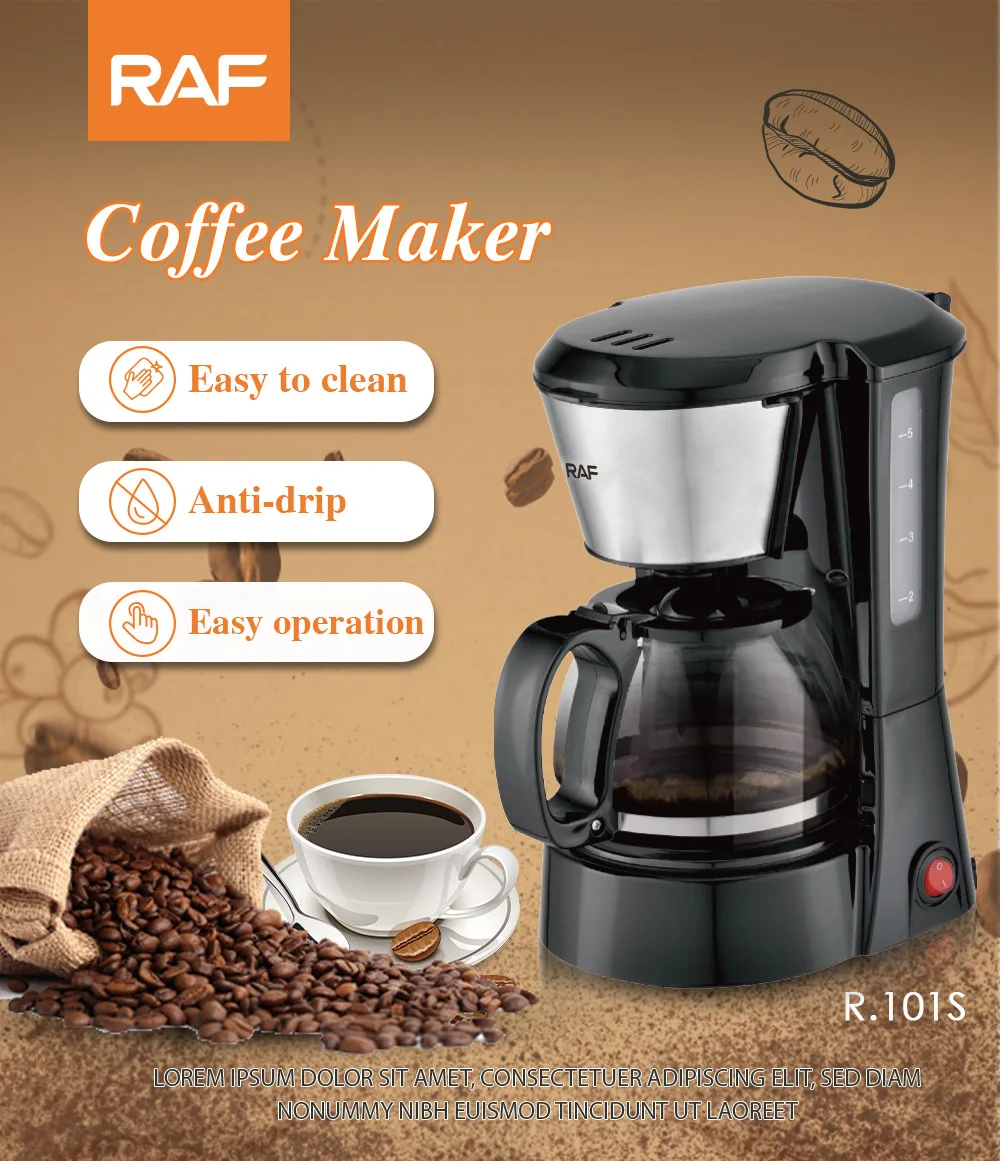 Sıcaklık kontrolü ile 220V elektrikli otomatik kahve makinesi 650W 600ML Americano damla kahve makinesi