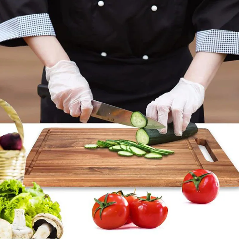 Sınır ötesi akasya ahşap suyu ile çukur ahşap meyve ve sebze et bıçak kesme tahtası ev mutfak kurulu