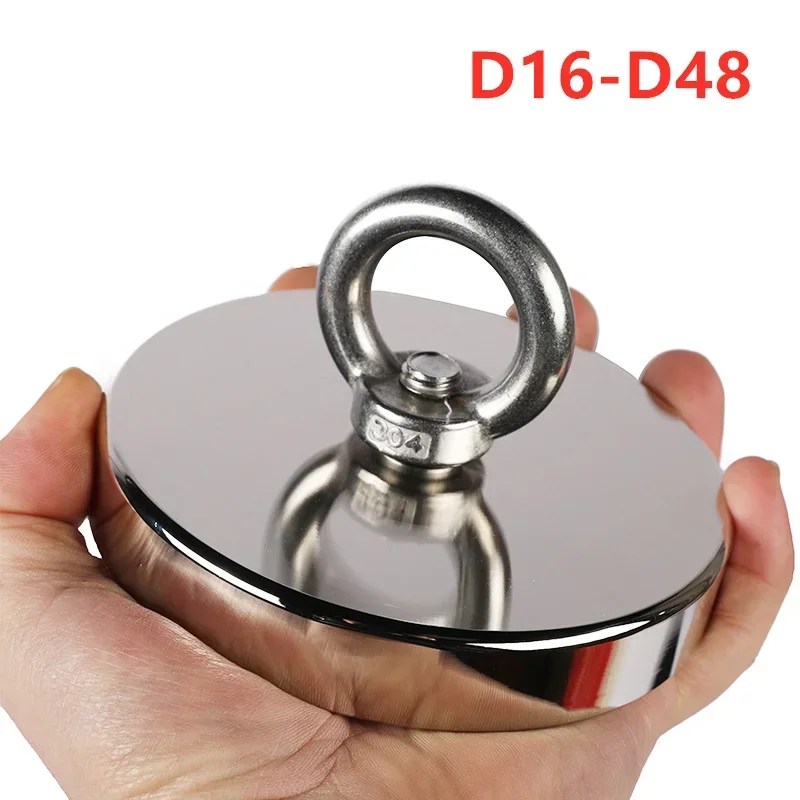 Süper güçlü neodimyum balıkçılık mıknatıslar ağır nadir toprak mıknatıs kurtarma manyetik balıkçılık için havşa delik Eyebolt ile