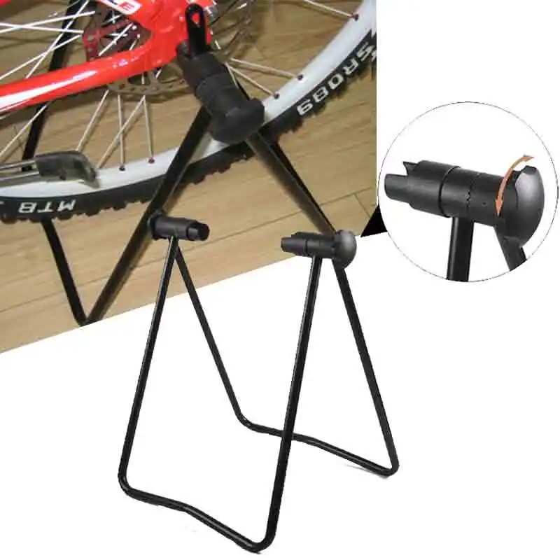 Evrensel katlanabilir bisiklet bisiklet vitrin rafı üçgen tekerlek göbeği tamir standı KickStand dikey park bisikleti aksesuarları - AliExpress