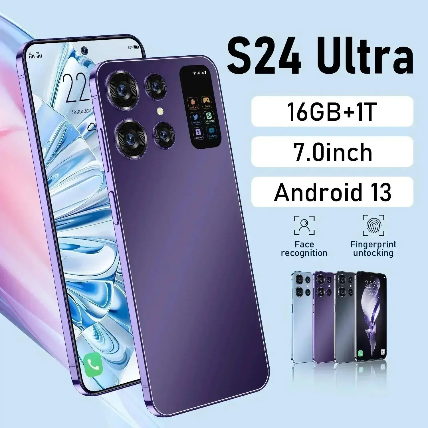 S24 Ultra 5G Smartphone 7.0 inç orijinal Unlocked cep telefonu 16GB + 1TB 4G çift SIM kart cep telefonu küresel sürüm cep telefonu