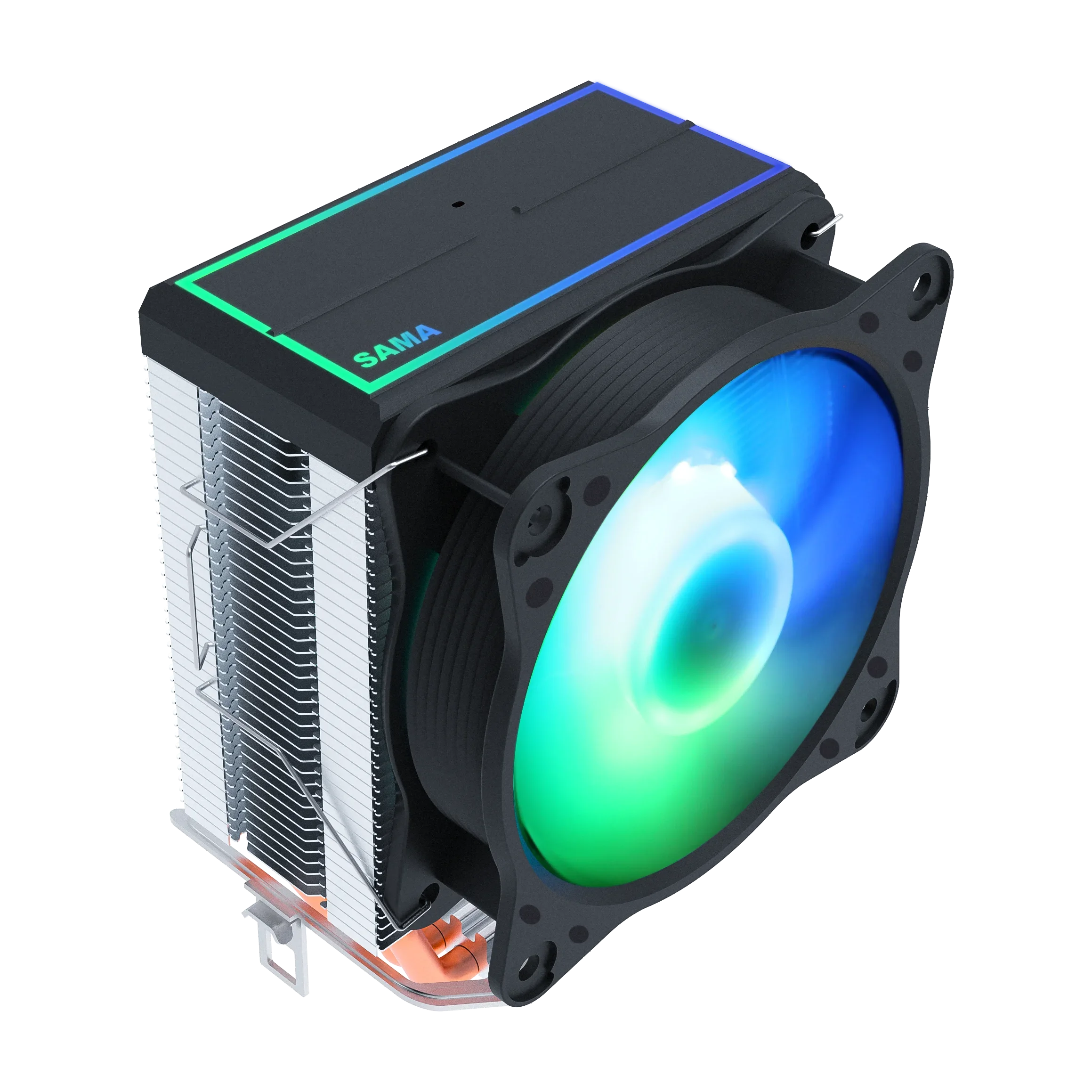 SAMA KA450DW RGB CPU HAVA SOĞUTUCU 9cm PWM Fan 4 bakır ısı boruları AMD/Intel evrensel bilgisayar soğutma radyatörü beyaz - Görsel 3