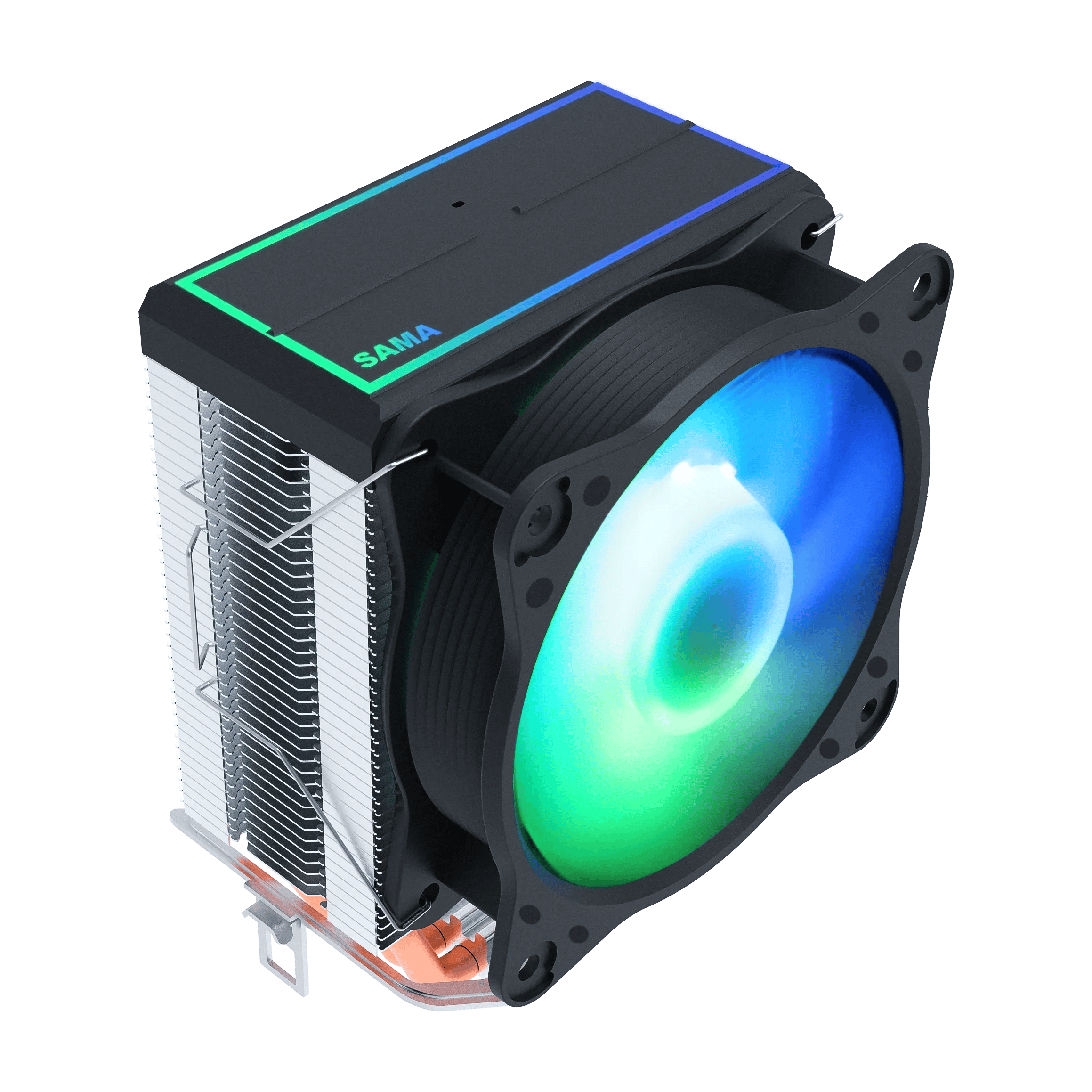 SAMA KA450DW RGB CPU HAVA SOĞUTUCU 9cm PWM Fan 4 bakır ısı boruları AMD/Intel evrensel bilgisayar soğutma radyatörü beyaz - Görsel 3