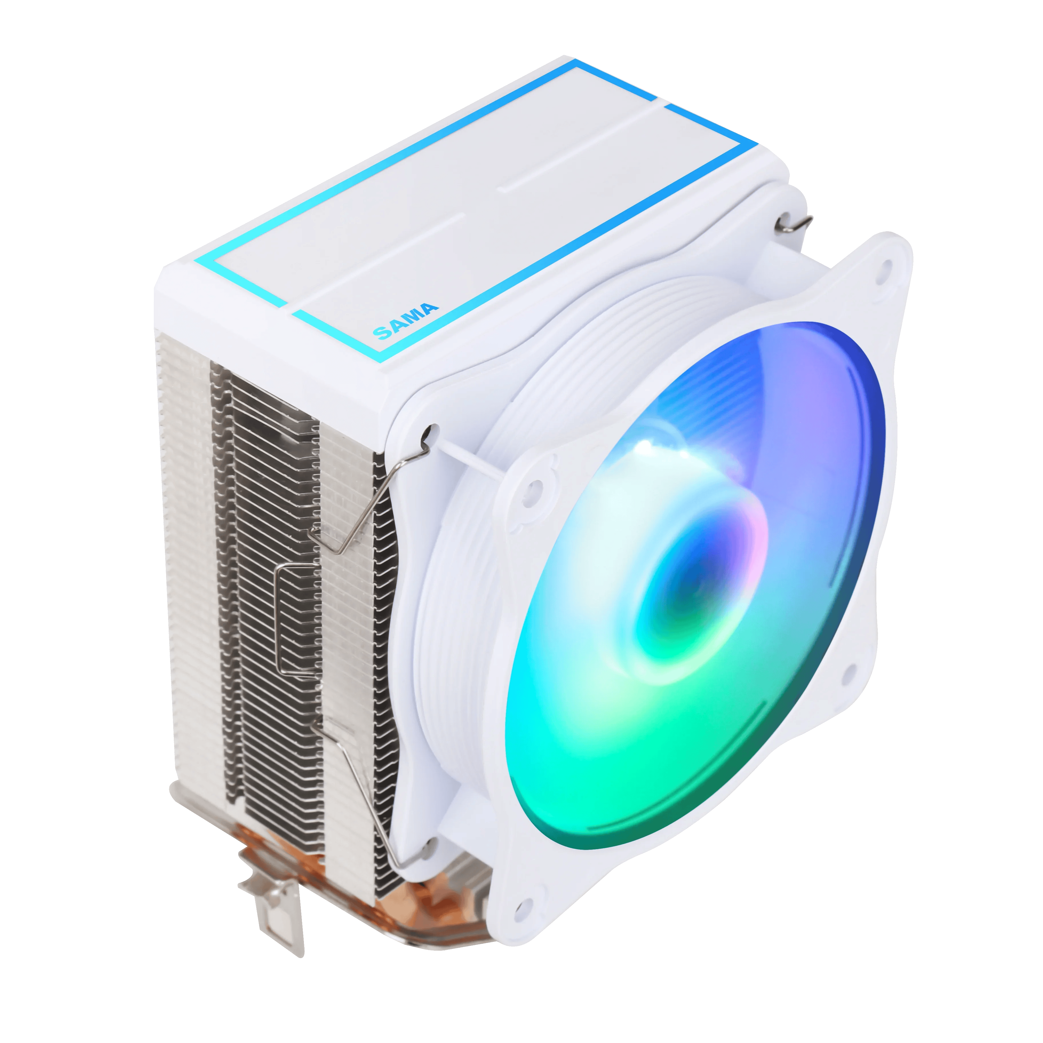 SAMA KA450DW RGB CPU HAVA SOĞUTUCU 9cm PWM Fan 4 bakır ısı boruları AMD/Intel evrensel bilgisayar soğutma radyatörü beyaz - Görsel 6