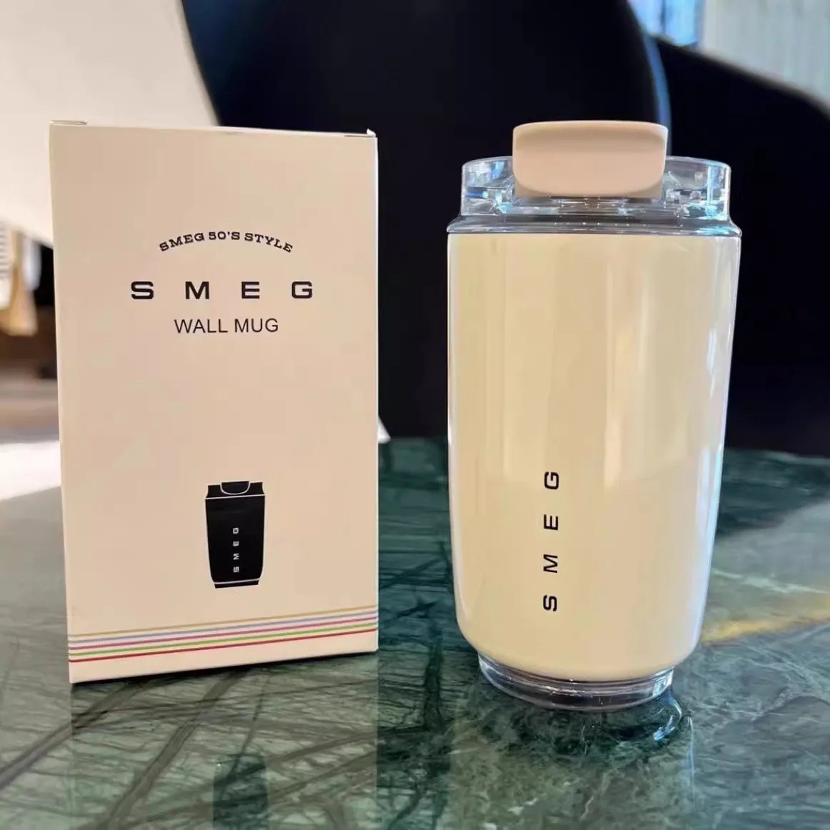 SMEG 240ML süt beyaz içecek fincanı seyahat taşınabilir içme fincan paslanmaz çelik vakum sızdırmaz kahve termos