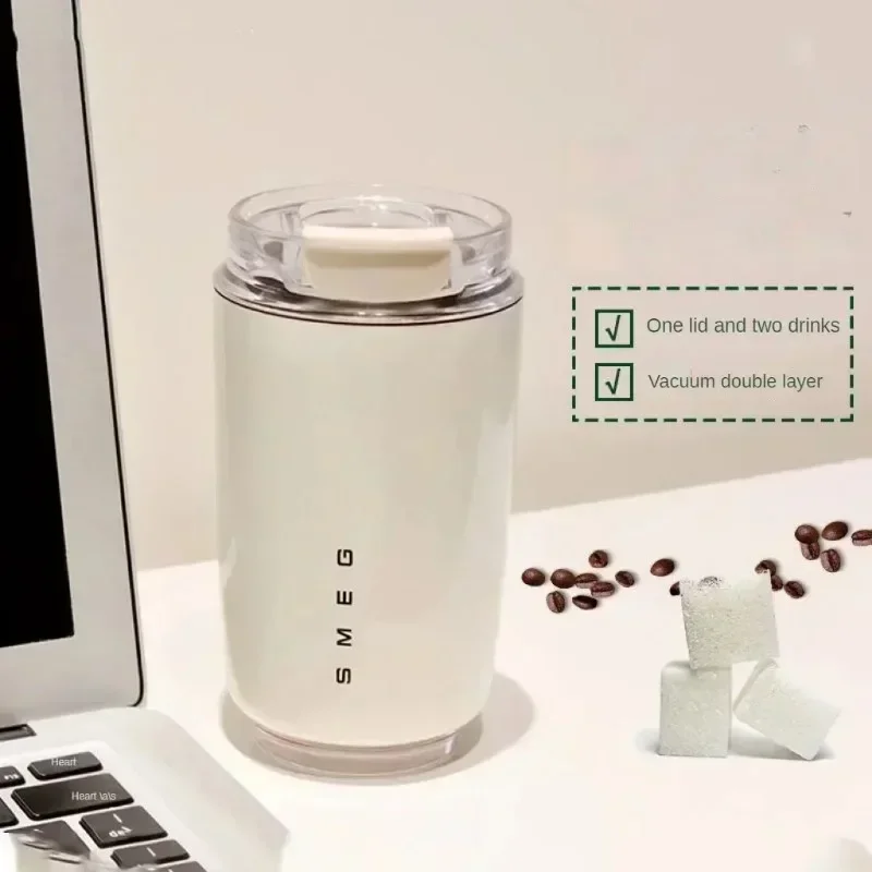 SMEG termos bardak sıcak kahve yalıtımlı paslanmaz fincan seyahat kupa kahve termos cam kupa bölmesi su beyaz termos