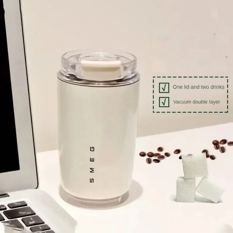 SMEG termos bardak sıcak kahve yalıtımlı paslanmaz fincan seyahat kupa kahve termos cam kupa bölmesi su beyaz termos