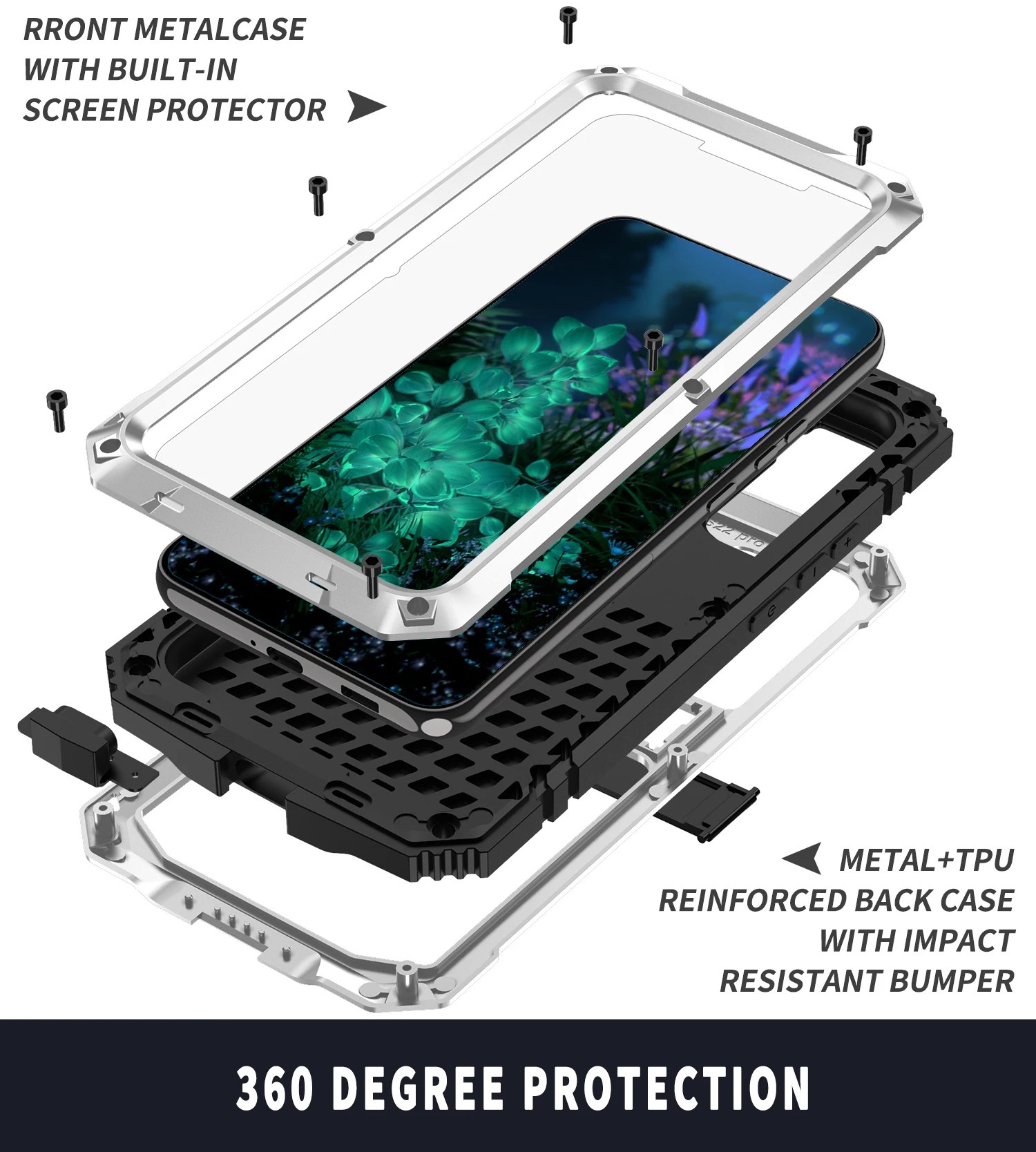 Sağlam zırh darbeye koruyucu kılıf Samsung galaxy S24 S23 S22 S21 Ultra S20 artı not 20 A32 5G alüminyum Metal kapak