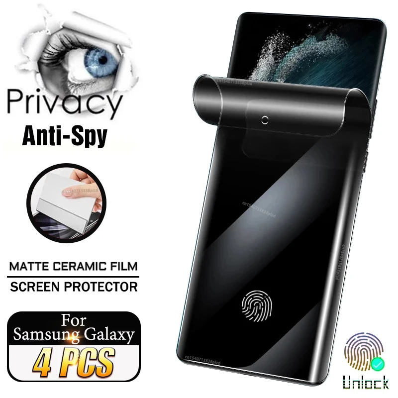 Samsung Galaxy S24 S23 S22 S21 S20 artı Ultra Anti-Spy ekran koruyucuları için mat seramik gizlilik filmi not 20 10 9 S10 FE 5G