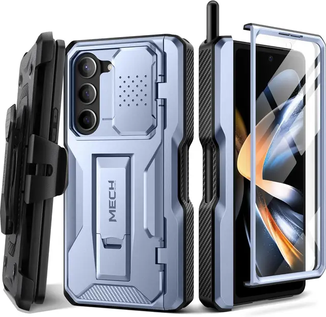 Samsung Galaxy Z Fold 5 telefon kılıfı tam vücut sağlam darbeye dayanıklı koruma ile kemer-klip Kickstand dahili ekran koruyucu - Görsel 8