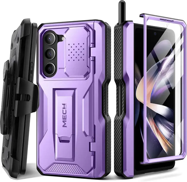 Samsung Galaxy Z Fold 5 telefon kılıfı tam vücut sağlam darbeye dayanıklı koruma ile kemer-klip Kickstand dahili ekran koruyucu - Görsel 10