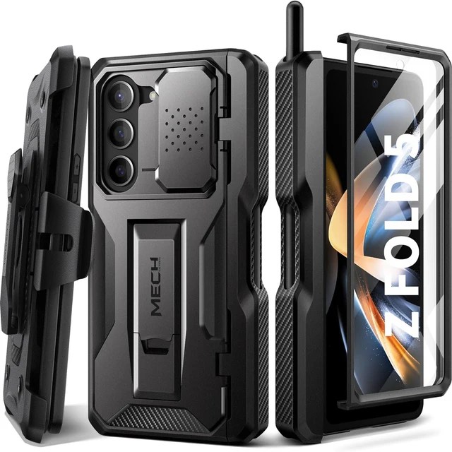 Samsung Galaxy Z Fold 5 telefon kılıfı tam vücut sağlam darbeye dayanıklı koruma ile kemer-klip Kickstand dahili ekran koruyucu - Görsel 13