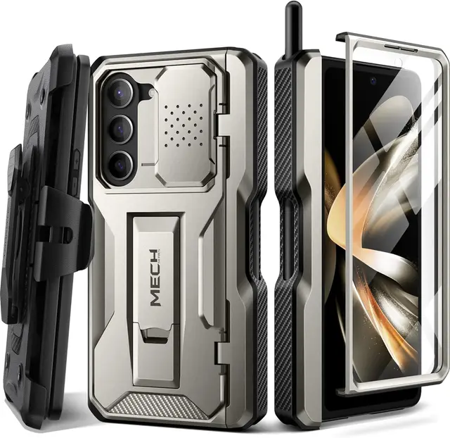 Samsung Galaxy Z Fold 5 telefon kılıfı tam vücut sağlam darbeye dayanıklı koruma ile kemer-klip Kickstand dahili ekran koruyucu - Görsel 7