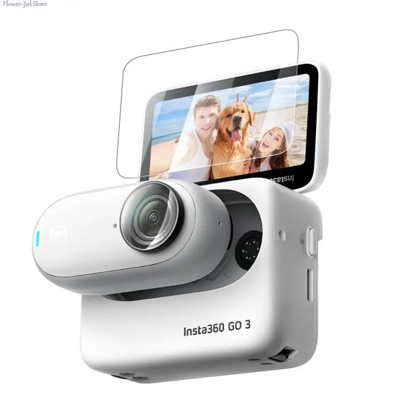 Sert temperli cam ekran koruyucu kapak Insta360 gitmek için 3 eylem kamera Lens LCD ekran ekran filmi GO3 kılıf aksesuarları Set