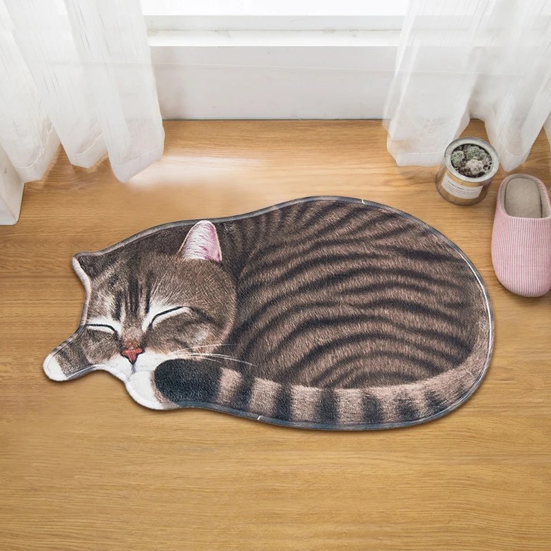 Sevimli 3D kedi şekli halı kilim hayvan baskı halı oturma odası yatak kaymaz banyo paspas koridor giriş paspas