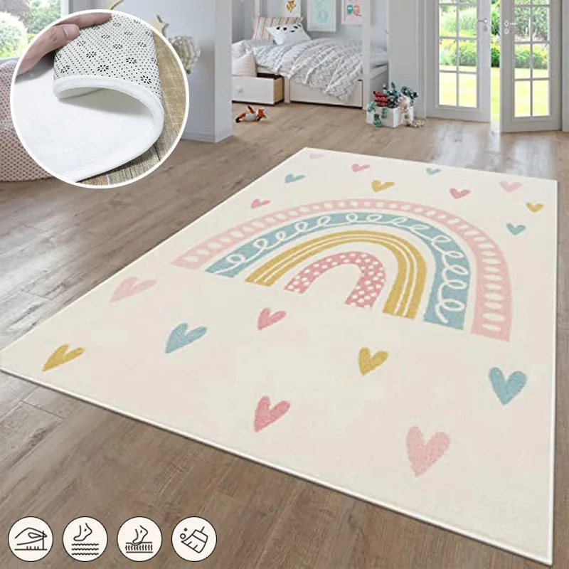Sevimli gökkuşağı bebek emekleme halı geniş alan oyunu halı oturma odası için 160x200cm yatak odası kız dekorasyon vestiyer kat Mat