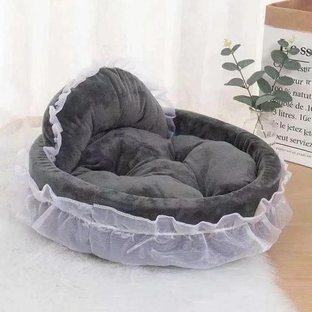 Sevimli yay dantel köpek yatağı küçük yavru minder serme yatak katta sıcak Mat ayrılabilir Pet köpek sepeti Pet yatak mobilyaları - Görsel 9