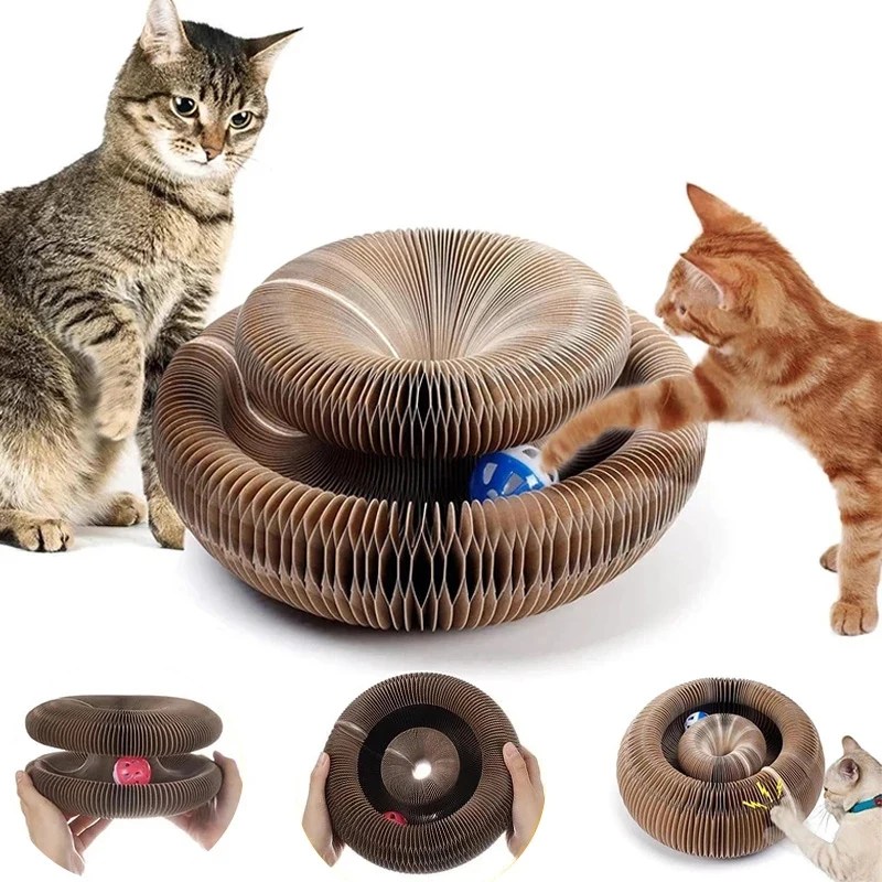 Sihirli Organ kedi oyuncak kediler Scratcher Scratch kurulu yuvarlak oluklu kediler için tırmalama sütunu oyuncaklar taşlama pençe kedi aksesuarları