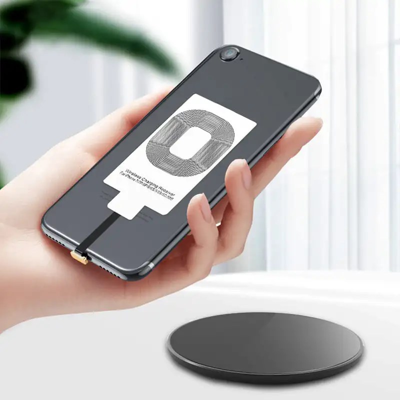 Sihirli etiketi süper hızlı Qi kablosuz şarj alıcı adaptörü modülü 1000mA Fit iPhone yıldırım Android Mirco USB tip C portu