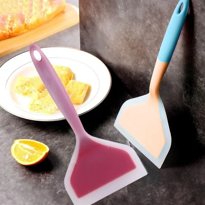 Silikon Spatula mutfak pişirme kapları sığır eti yumurta mutfak kazıyıcı geniş Pizza kürek yapışmaz Spatula pişirme araçları - Görsel 5