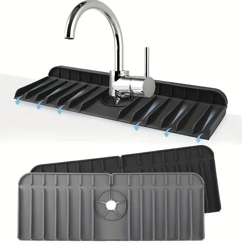 Silikon musluk Mat çanak sabun sünger tutucu mutfak lavabo, mutfak tezgah kurutma Mat banyo mutfak lavabo sıçrama bekçi - Görsel 2
