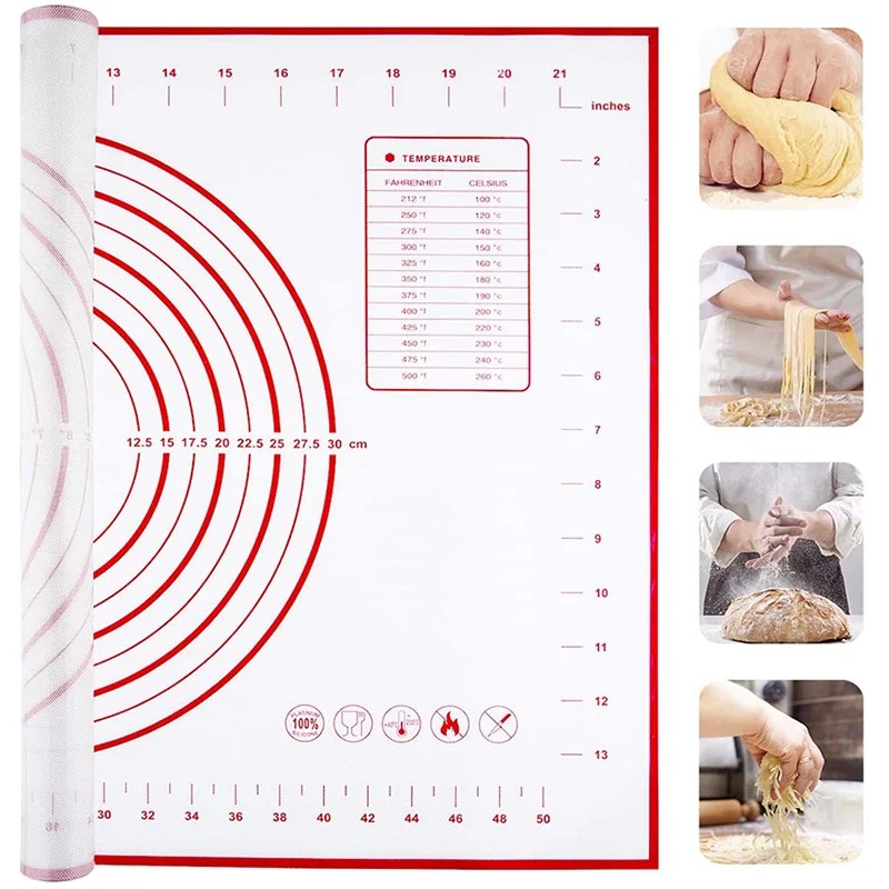 Silikon pişirme Mat Pad fırın tepsisi Pizza hamur makinesi pasta mutfak alet yapışmaz haddeleme hamur Mat pişirme araçları Bakeware - Görsel 2