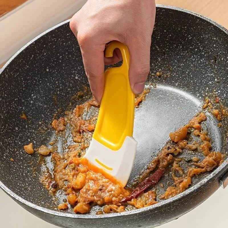 Silikon tava kazıyıcı bulaşık temizleme Spatula çanak kazıyıcı yapışmaz mutfak tava kauçuk temizleme Spatula Pot temizleme aracı