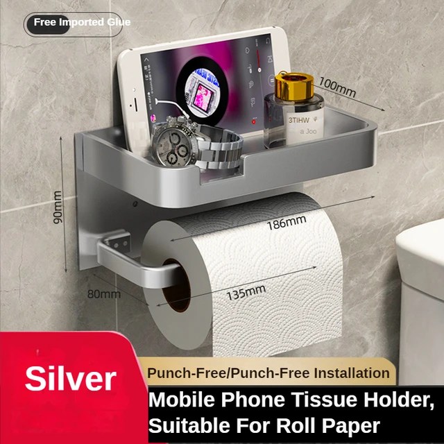 Siyah altın rulo kağıt havlu tutucu banyo duvarına monte çok fonksiyonlu WC kağıt telefon tutucu raf havlu rulo raf aksesuarları - Görsel 9