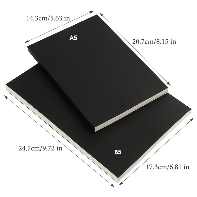 Siyah kapak A5/B5 dizüstü bilgisayar, 128 sayfa/256 sayfa/kitap, boş, yatay çizgi ve ızgara sayfaları ofis çalışma notları malzemeleri CS-078 - Görsel 6