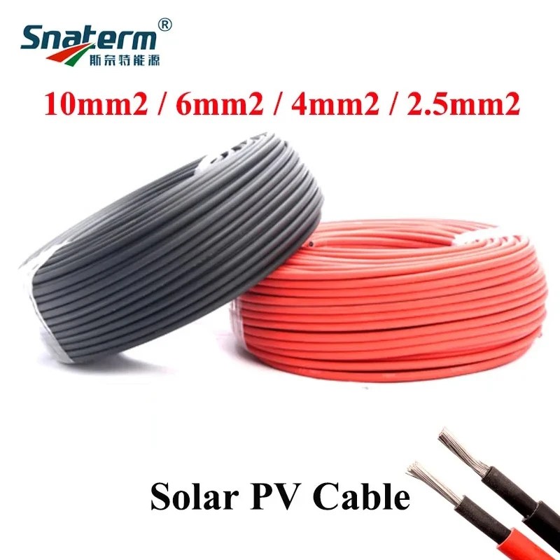 Siyah ve kırmızı 1 çift GÜNEŞ PANELI kablo bakır tel 2.5/4/6/10mm2 güneş PV kablo konnektörleri ile