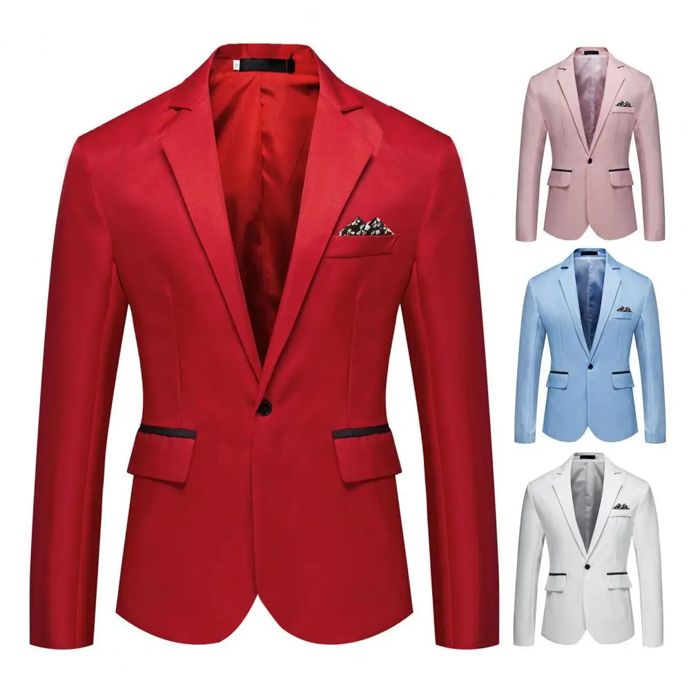 Slim Fit uzun kollu erkek gömlek ceket erkekler Suit Coat zarif erkek resmi iş düğün balo Blazers ceketler tek düğme yaka takım elbise ceket