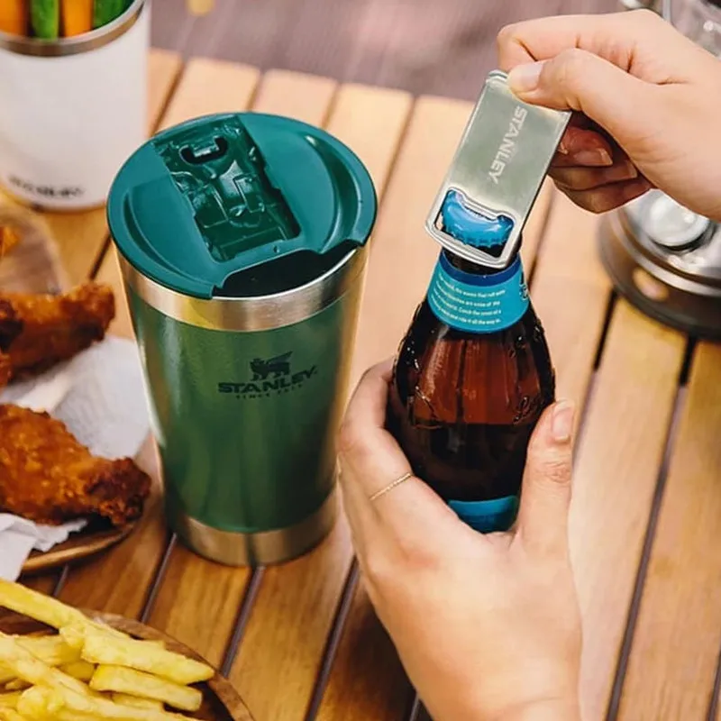 Soğuk sıcak su bira için Stanlyey 473ml termos kupa bira paslanmaz çelik termos vakum yalıtımlı kahve kupa Cafe Copo Termico