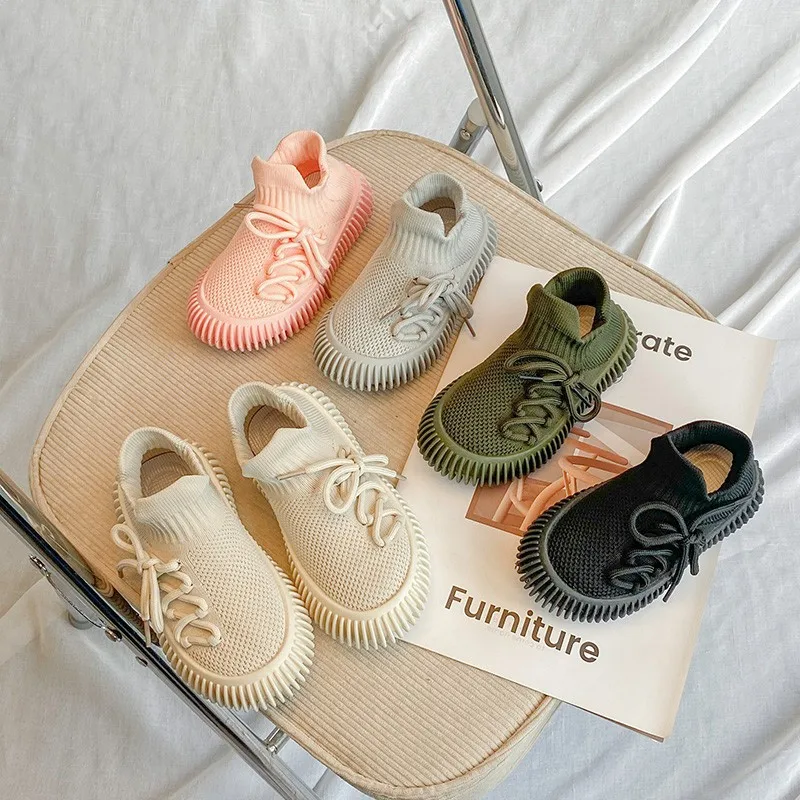 Spor çocuk Sneakers örgü ayakkabı erkek kız bebek koşu ayakkabıları yumuşak alt kanvas ayakkabı marka çocuklar Sneaker