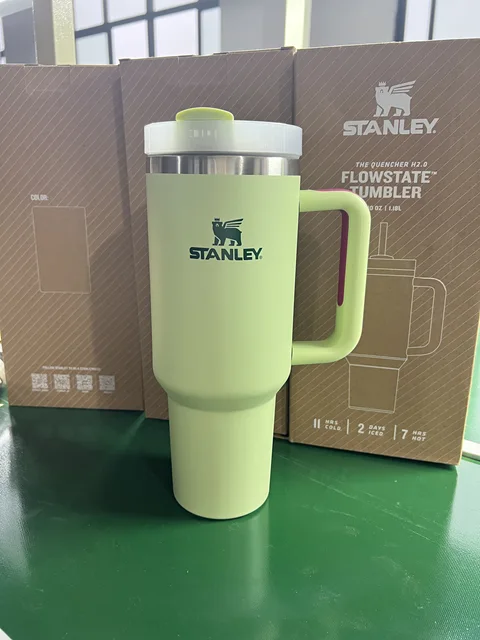 Stanely 40 oz Tumbler kolu kapak saman büyük kapasiteli vakum seyahat kupa açık araba su şişesi çift vakum buz çubuğu fincan - Görsel 8