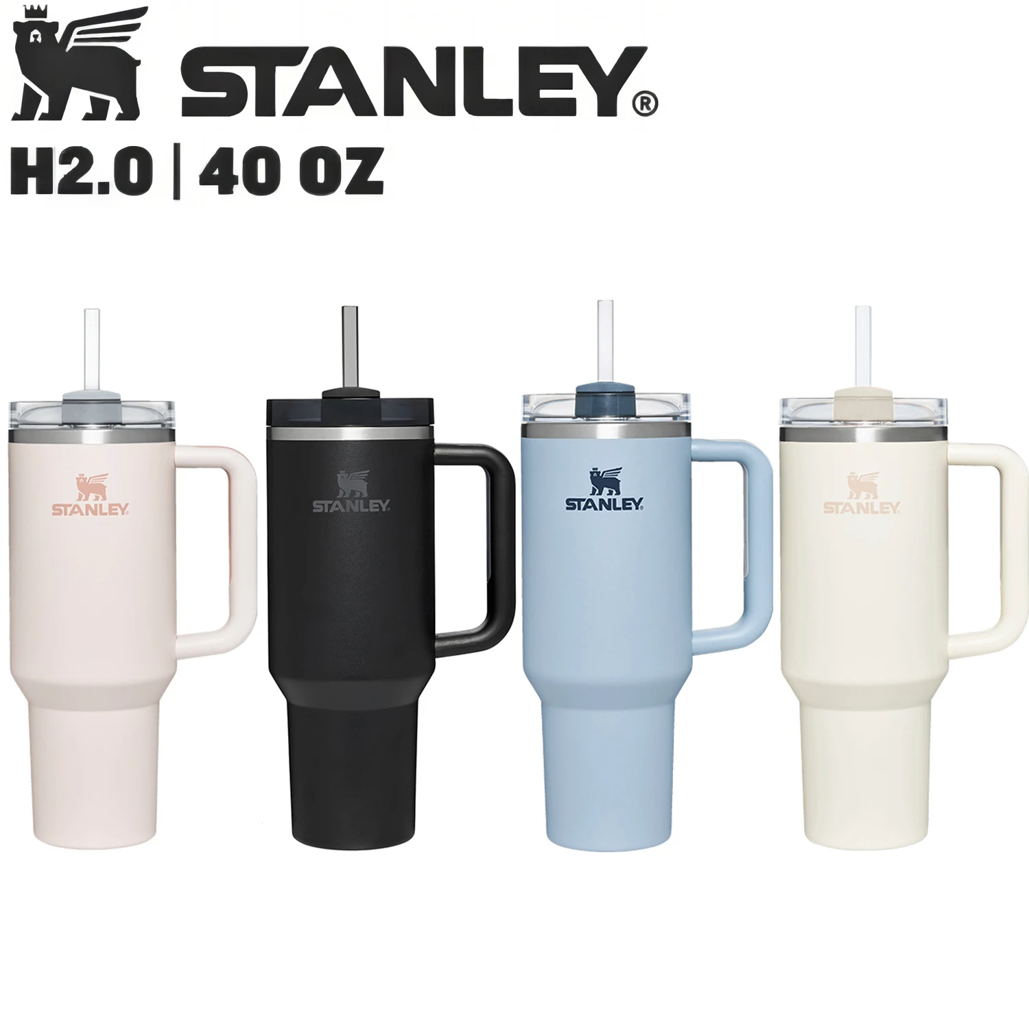 Stanely 40 oz Tumbler kolu kapak saman büyük kapasiteli vakum seyahat kupa açık araba su şişesi çift vakum buz çubuğu fincan - Görsel 1