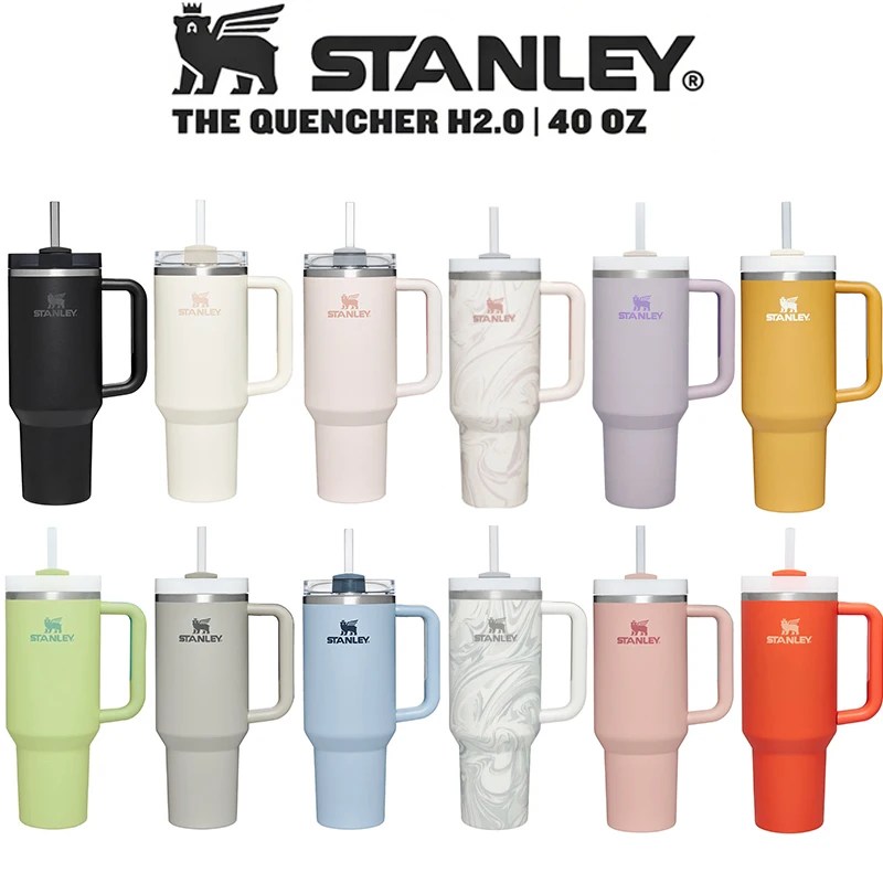 Stanley macera Quencher 40oz Tumbler kolu ile state state paslanmaz çelik vakum yalıtımlı termal seyahat kupa kahve sıcak fincan