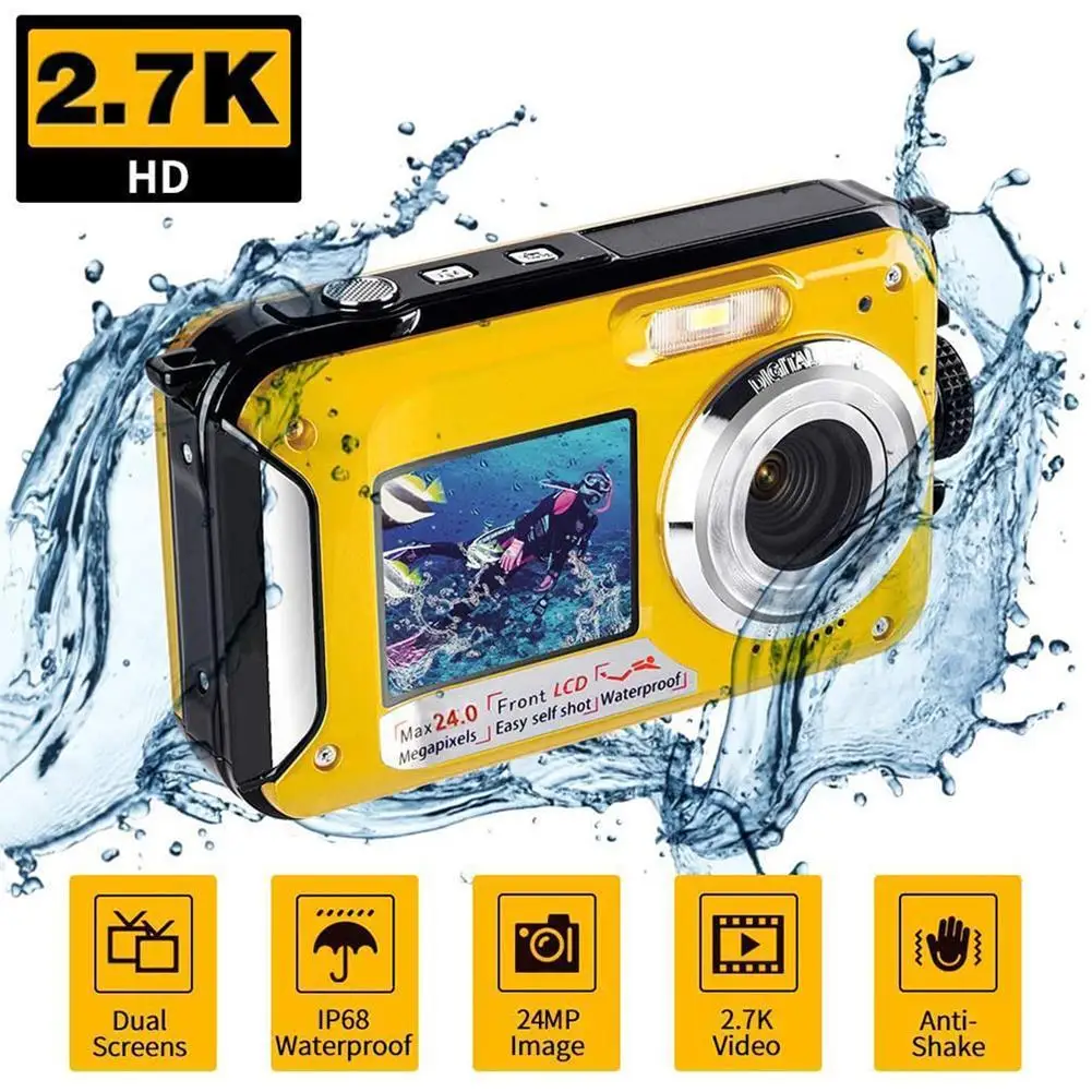 Su geçirmez Anti-Shake dijital kamera 1080P HD 2.4MP sualtı Video kaydedici