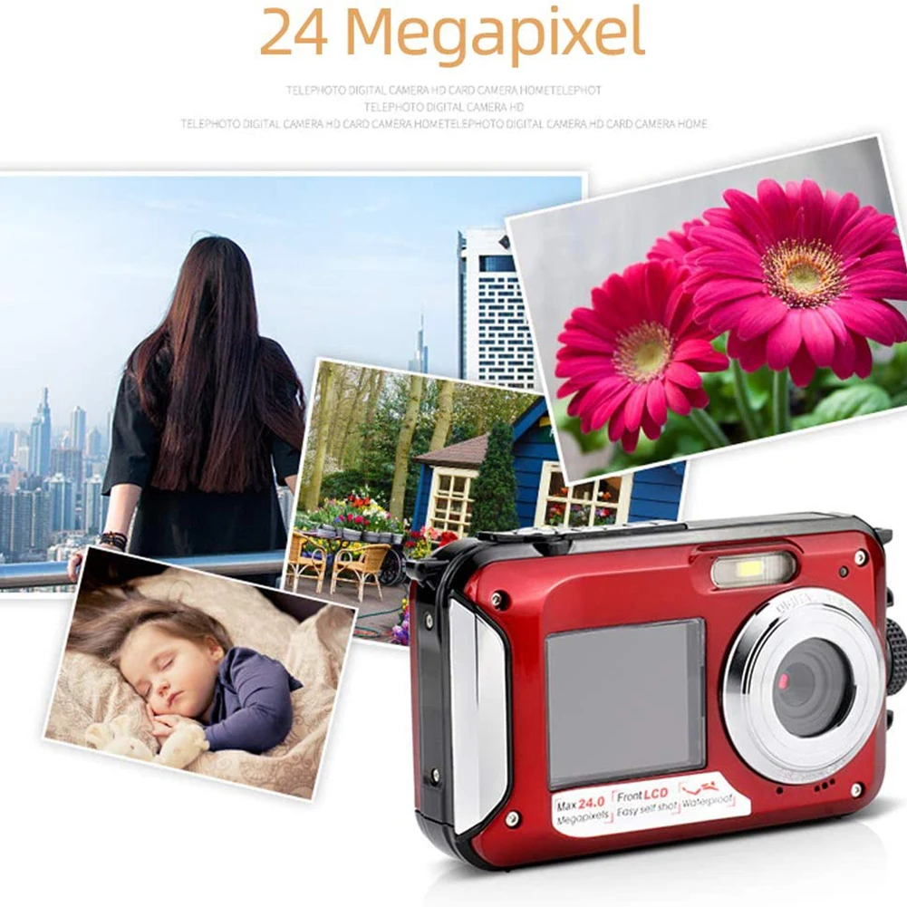 Su geçirmez Anti-Shake dijital kamera 1080P HD 2.4MP sualtı Video kaydedici