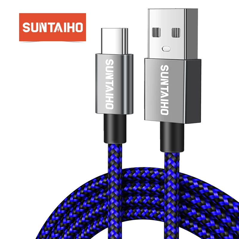 Suntaiho USB tip C kablo hızlı şarj veri kablosu Samsung Xiaomi Huawei cep telefonu şarj tel USB C naylon örgülü kablo