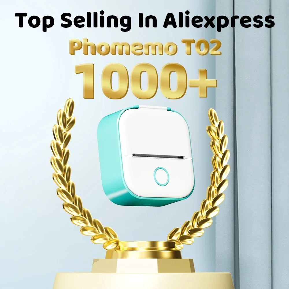 T02 Mini termal yazıcı Phomemo T02 Sticker Maker makinesi taşınabilir Bluetooth cep yazıcı fotoğrafları notlar için çalışma malzemeleri