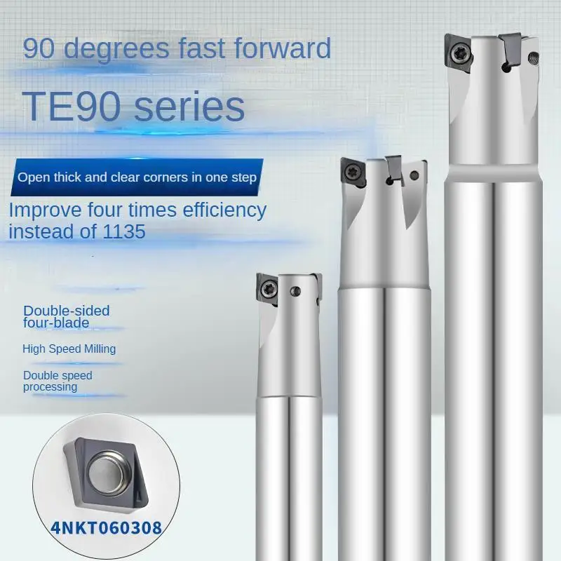 TE90 CNC hızlı besleme freze kesicisi rob 90 derece dik açı büyük kesme derinliği ve yüksek verimlilik ile, 4NKT060308 25 yükleyin