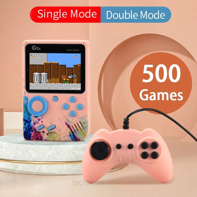 TECTINTER Video oyun konsolu Mini taşınabilir Retro TV el oyun oyuncu dahili 500 oyunları LCD ekran AV çıkışı desteği 2 oyna