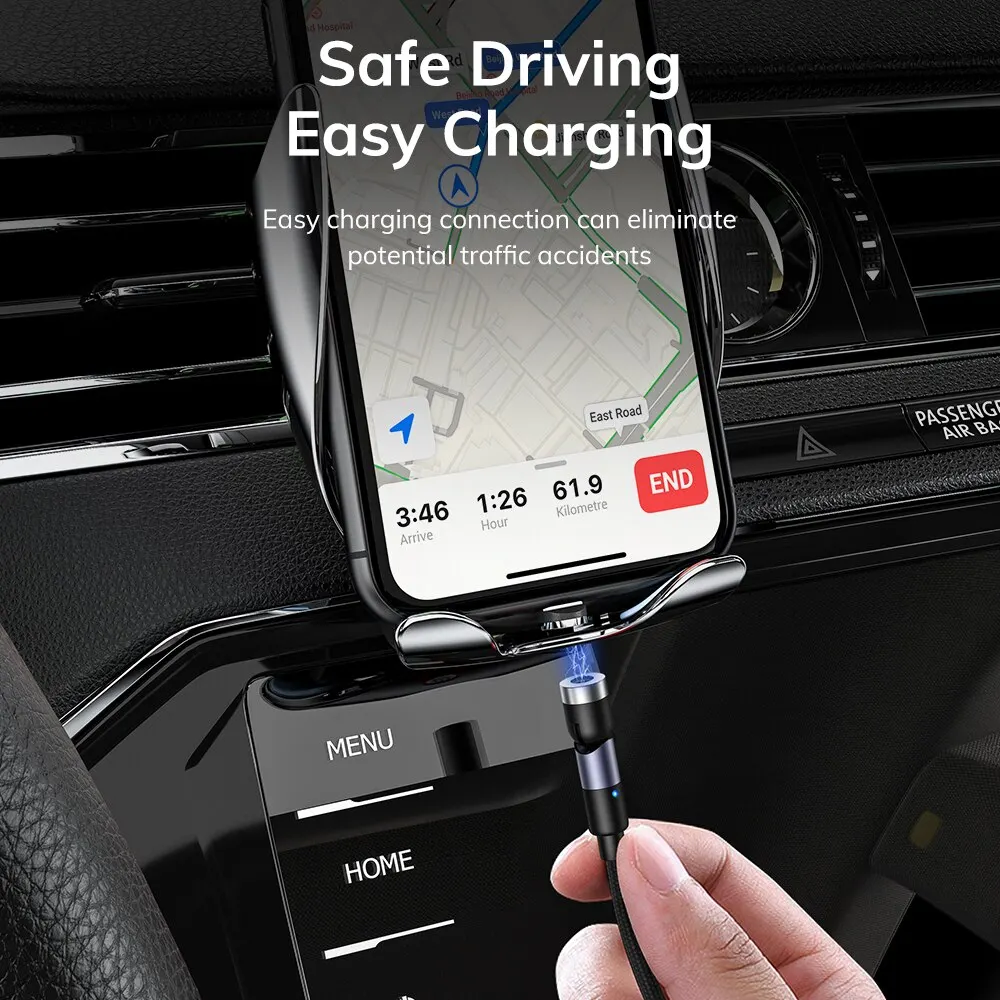 TOPK manyetik şarj 3 in 1 kablo 540 dönen mikro USB tip C kablo manyetik telefon şarj kablosu 90 açı bağlayıcı