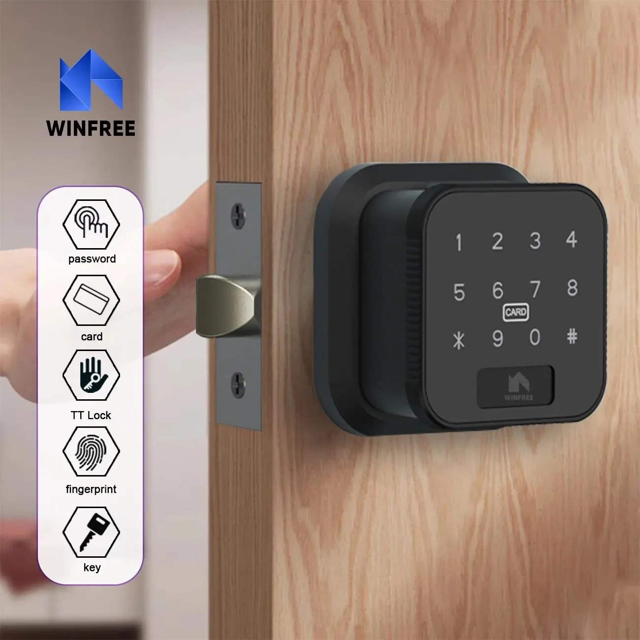 TTLock Bluetooth ile WINFREE parmak izi topuzu kapı kilidi anahtarsız giriş dijital elektronik akıllı kilit
