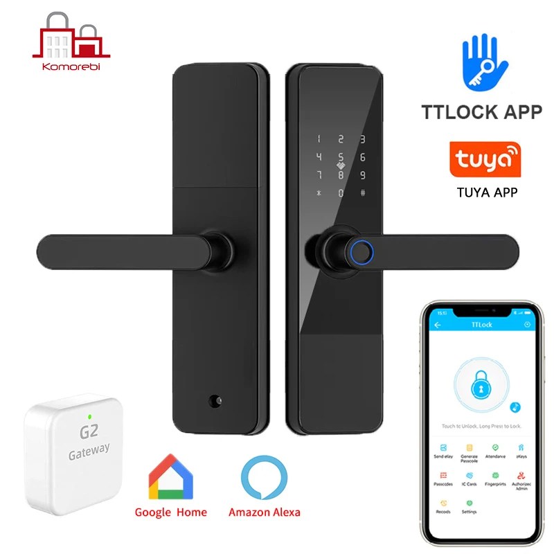 TTlock Tuya Bluetooth ev apartman anahtarsız güvenlik parmak izi dijital şifre ile NFC kart okuyucu akıllı kapı kilidi