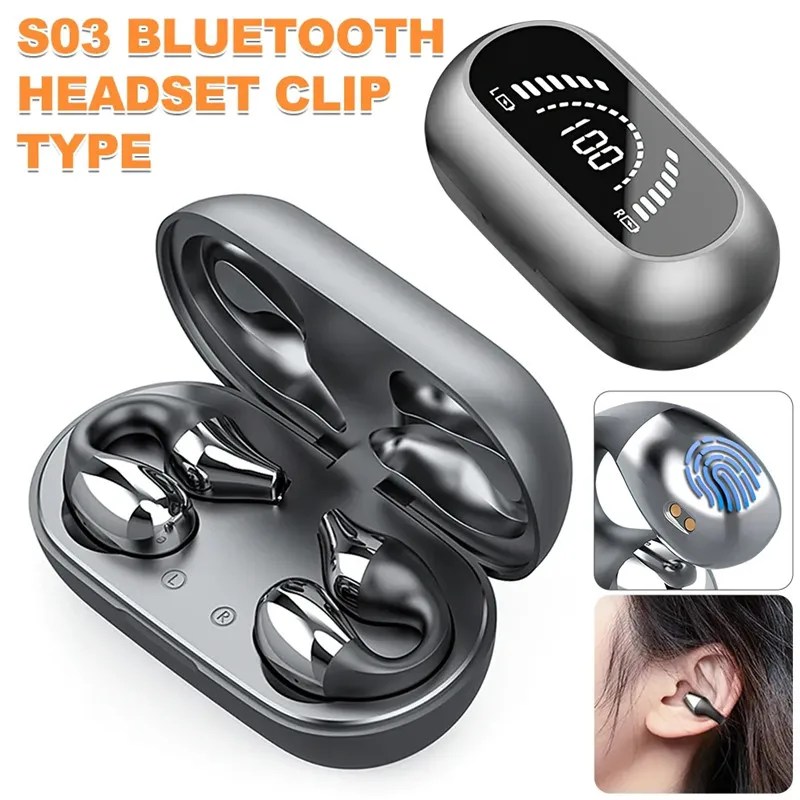 TWS Bluetooth kulaklık kablosuz kemik iletimli kulaklık klip kulak müzik gürültü iptal Stereo kulakiçi HD çağrı spor kulaklık